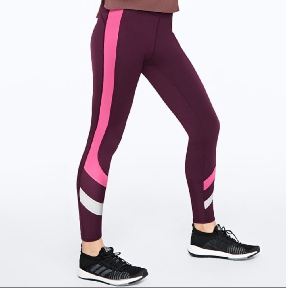 Pink Victoria's Secret Purple and Pink Athletic Leggings Cozy Size Medium